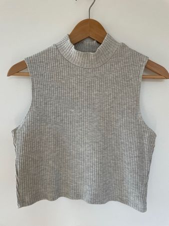 Levi’s Ripp-Crop-Top hellgrau, Gr. L, Stehkragen