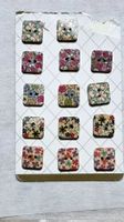 1 Bogen süsse Vintage Knöpfe Blumen Quadrat