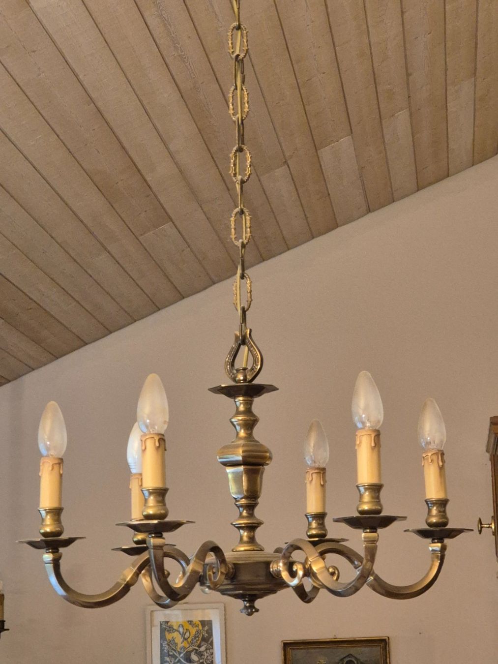 Lustres & lampes de plafonds: Messing Kronleuchter 6-flammig – D'occasion à Steinach par ACMO32O