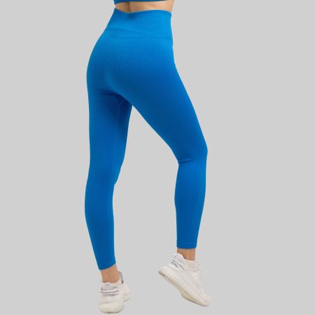 Leggings Damen Seamless Gym Saphir Blau M Blickdicht YAKWARY