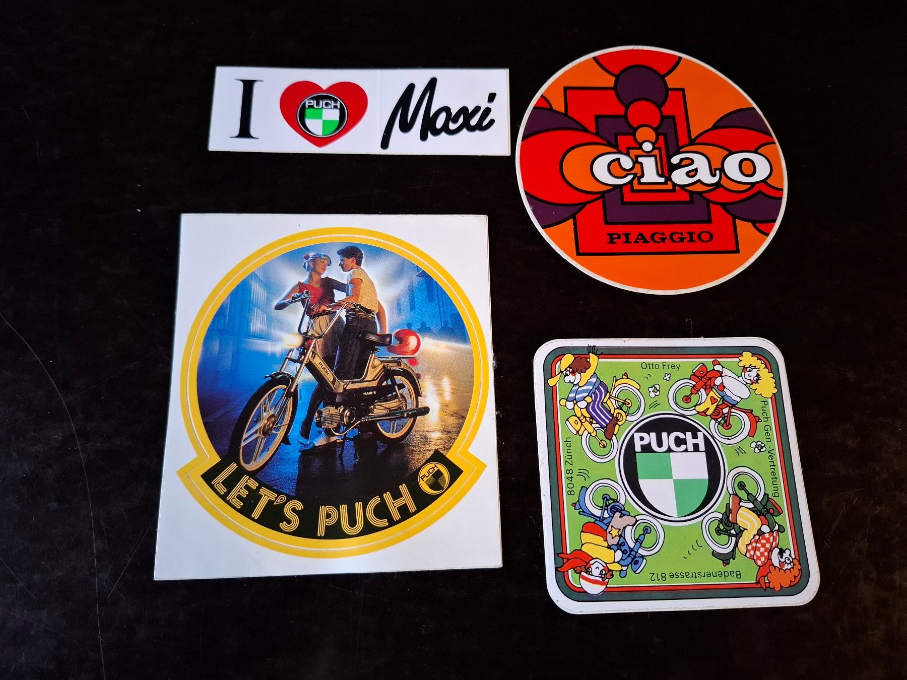 4 Sticker Aufkleber CIAO PIAGGIO PUCH MAXI Töffli Moped (Neu (gemäss ...