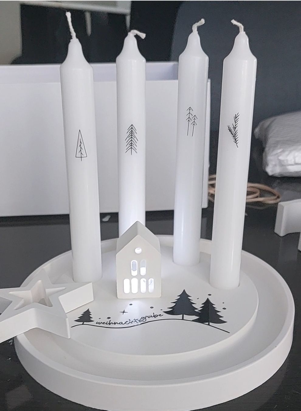 Tutte le decorazioni: Adventskerzen Set weiss mit Deko neu – Nuovo e nell'imballaggio originale da Erlinsbach SO venduto da Inspirierend