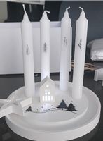 Adventskerzen Set weiss mit Deko neu
