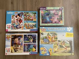 Lot 4 puzzles Disney: Stitch, Mickey, Toy Story, Winnie