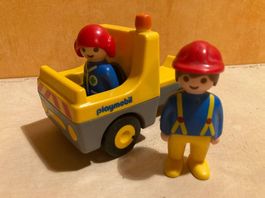 Playmobil Véhicule Chantier et 2 figurines vintage de 1990
