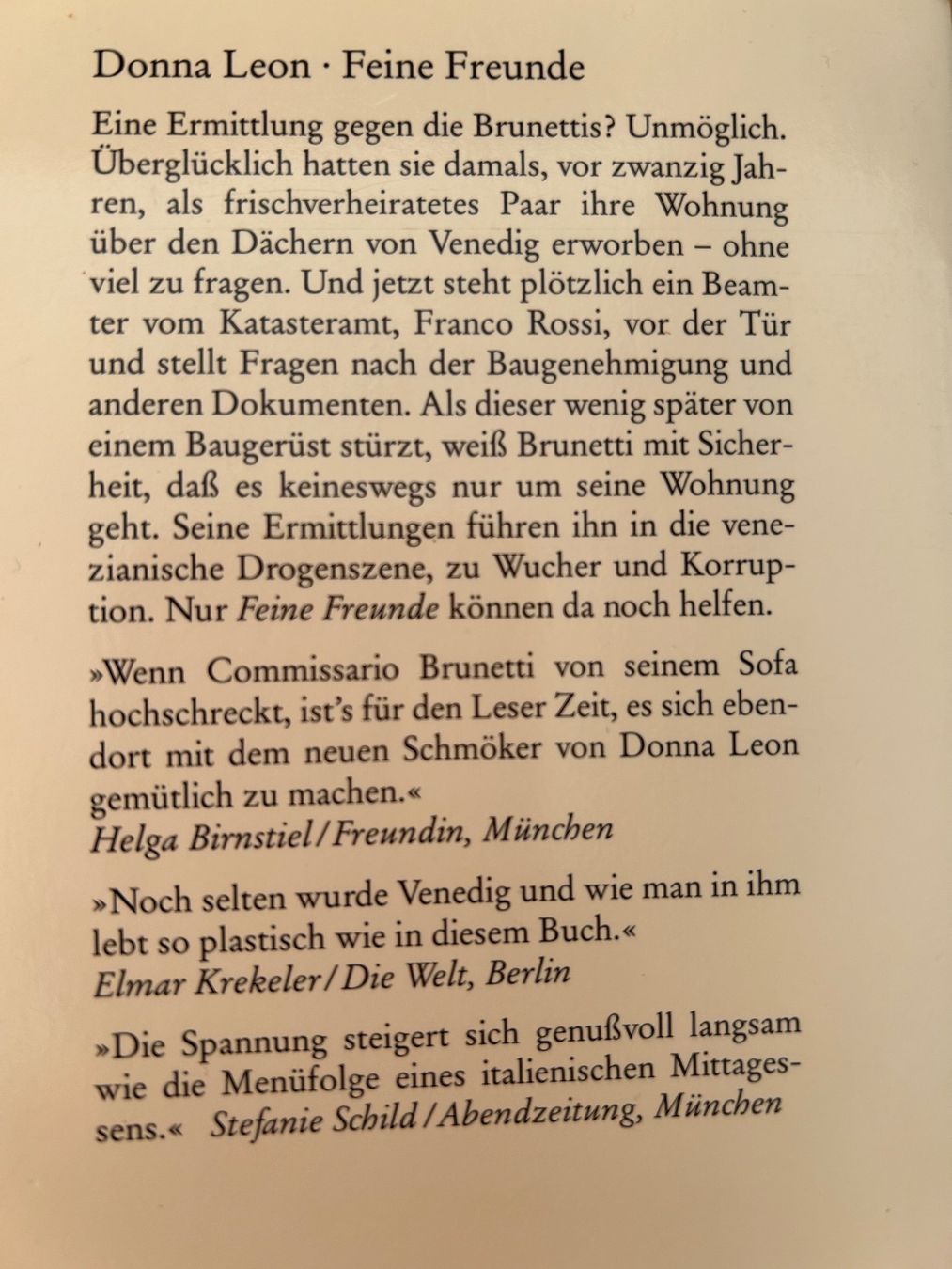 Libri: Donna Leon - Feine Freunde – Usato da Menziken venduto da August2023 1