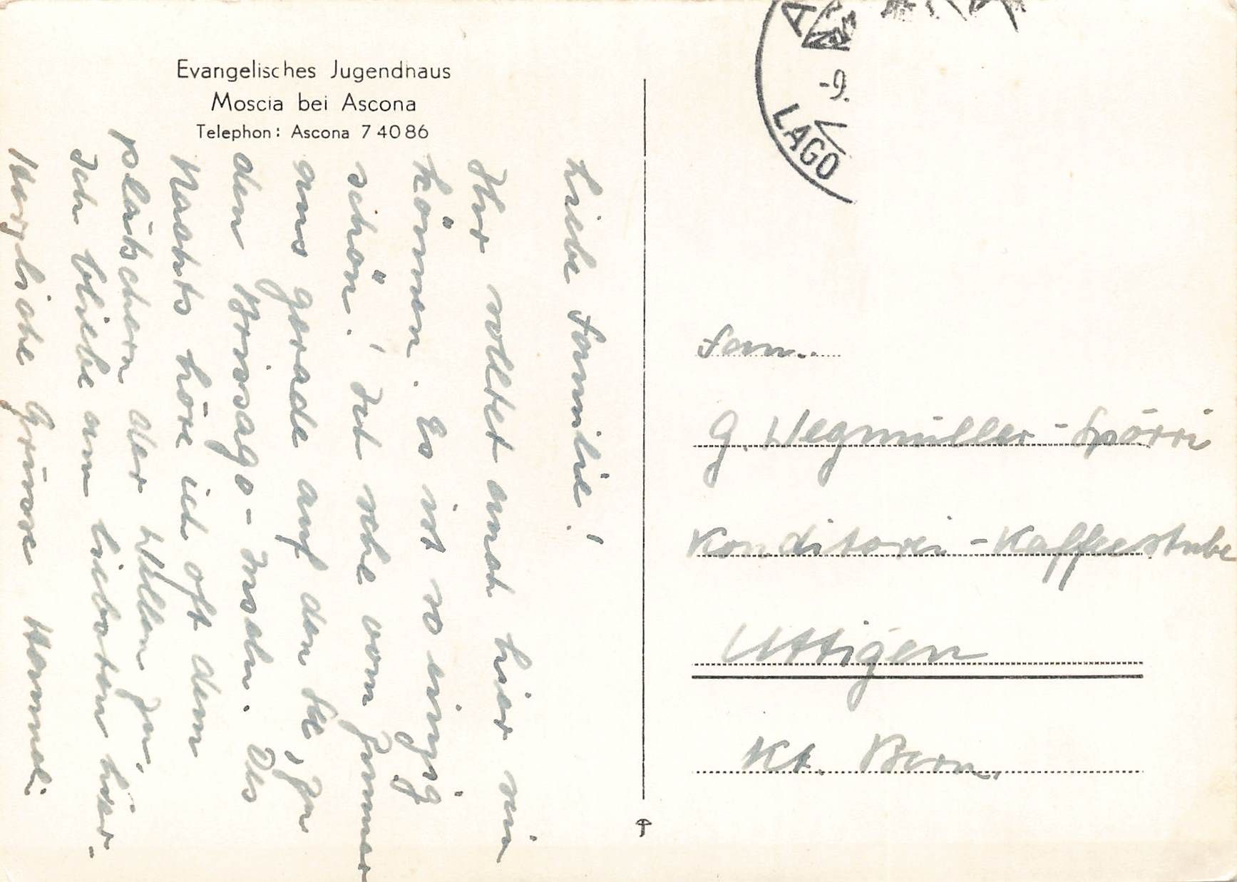 Cartoline postali: Moscia Ascona G – Usato da Biasca venduto da Blenio71 1