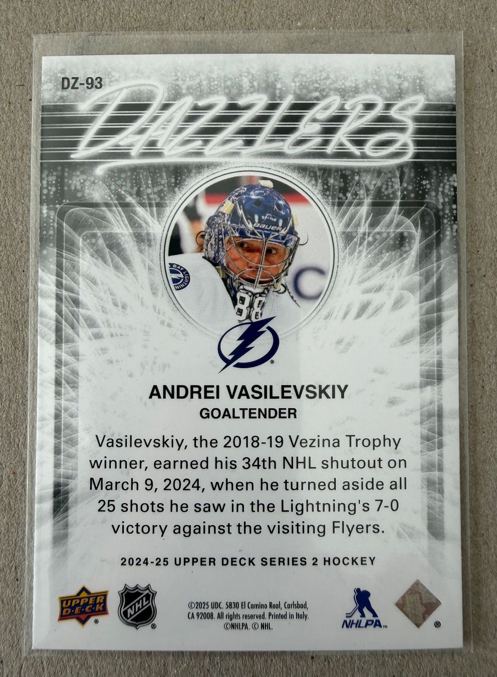 NHL Carte collezionabili: Vasilevskiy Upper Deck Dazzlers – Usato da Studen BE venduto da Ironbonehead 1