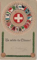 AK Chiasso - Patriottica con stemmi cantonali 1907, RARA!