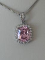 Luxus Elegante Kette Farbe : Zirkonia Silber weiss Rosa