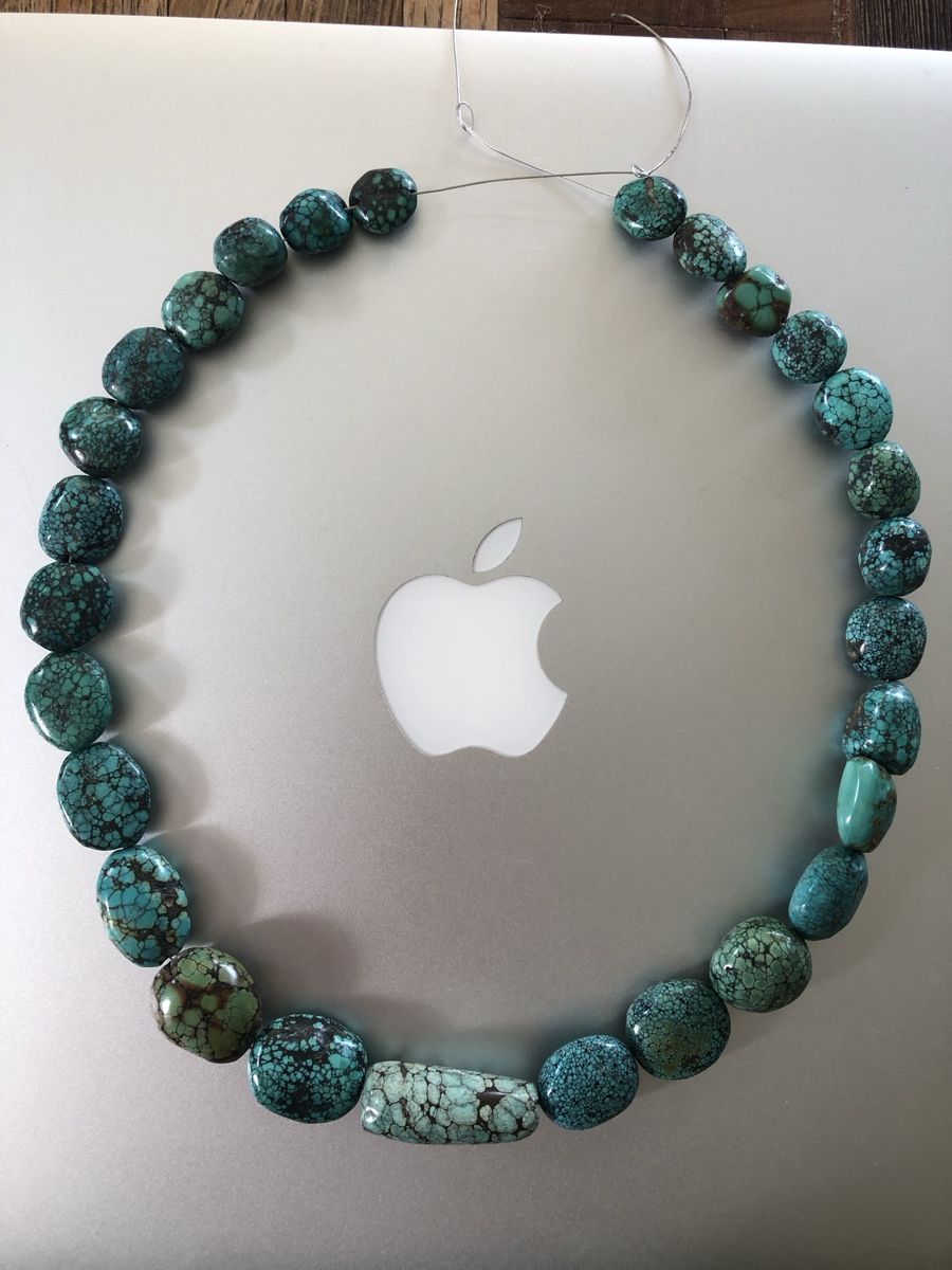Ketten: TÜRKIS Collier  /  seltene  "Spiderweb"  Kette   47cm  Tibet – Gebraucht aus Seftigen von tigers12