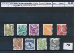 1936/38 Neue Landschaftsbilder, glatter Gummi, ** postfrisch