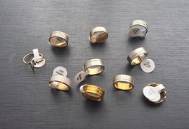10 Edelstahlringe, verschiedene, gold-/silberfarbig (18 mm)
