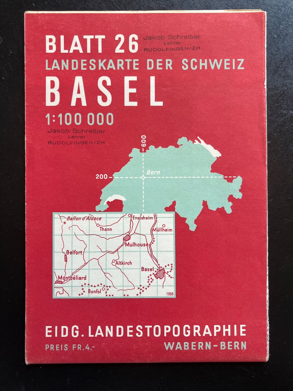 Cartine & Atlanti: Basel, Landkarte 1958 – Usato da Wangen ZH venduto da day01