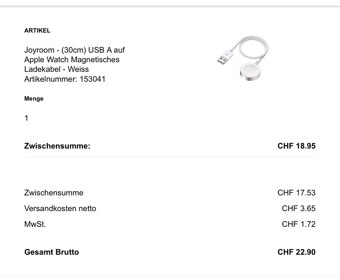 Apple Accessori per Smartwatch: Apple Watch Ladekabel, neu und originalverpackt – Nuovo e nell'imballaggio originale da Oensingen venduto da alastaba 1