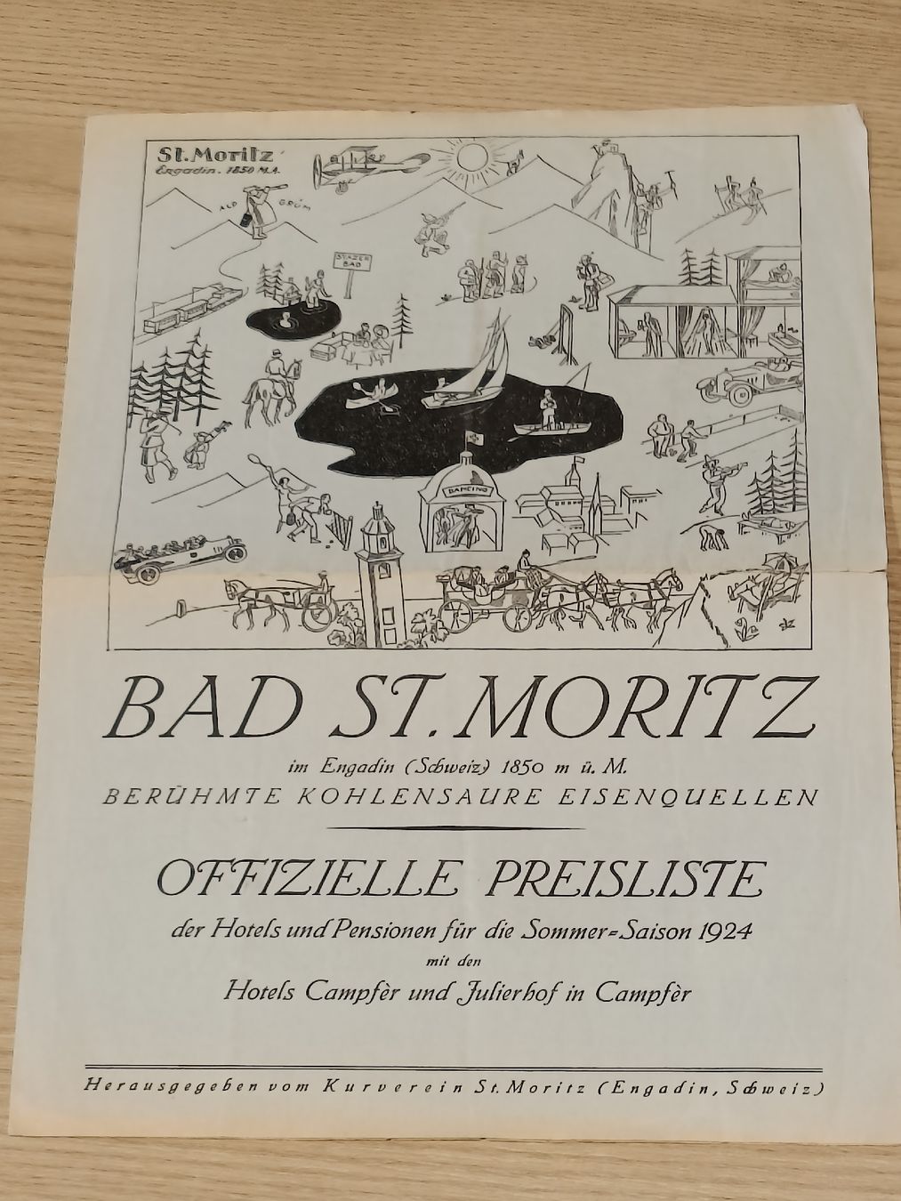 Documenti: Alter Prospekt / Bad St Moritz - Preisliste Sommer 1924 – Usato da Brugg AG venduto da Ente015