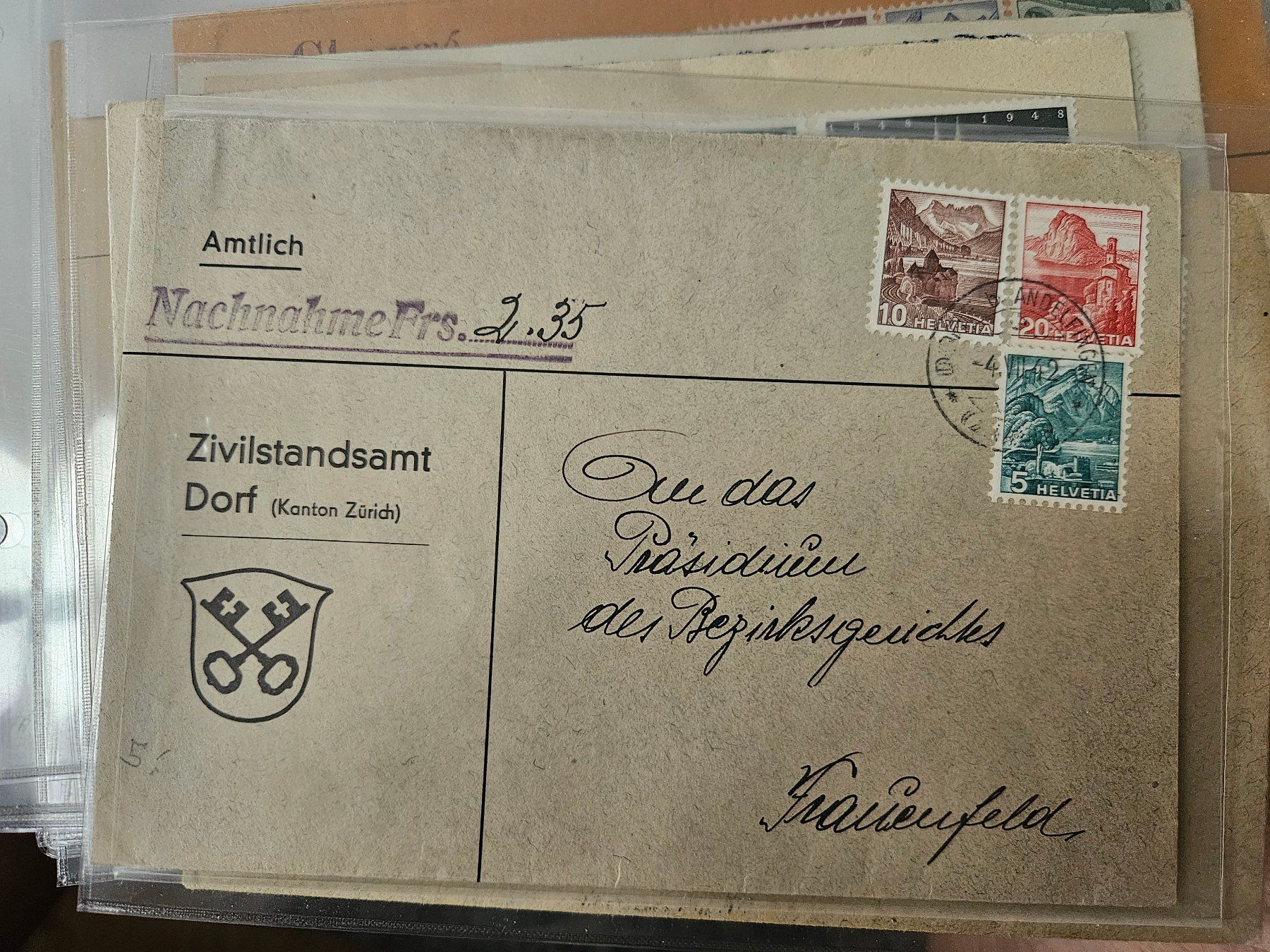 Tutti i francobolli: 3 Farben NN Dorf b. Andelfingen ab nur 3.-- – Usato da Buttikon SZ venduto da Marcelr