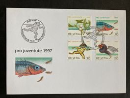 Schweiz 1997 Ersttagsbrief Satz Pro Juventute Tiere