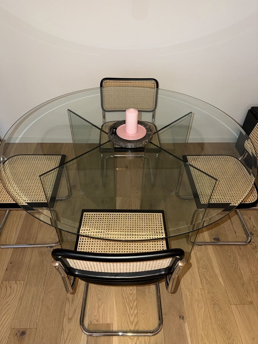 Tavoli: Table à manger ronde en verre – Usato da Chailly-Montreux venduto da 25._sv 1