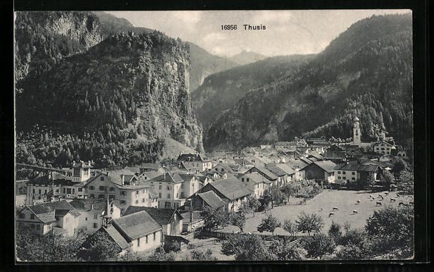 Cartoline postali: AK Thusis, Totale mit Gebirge – Usato da Berlin venduto da bartko-reher