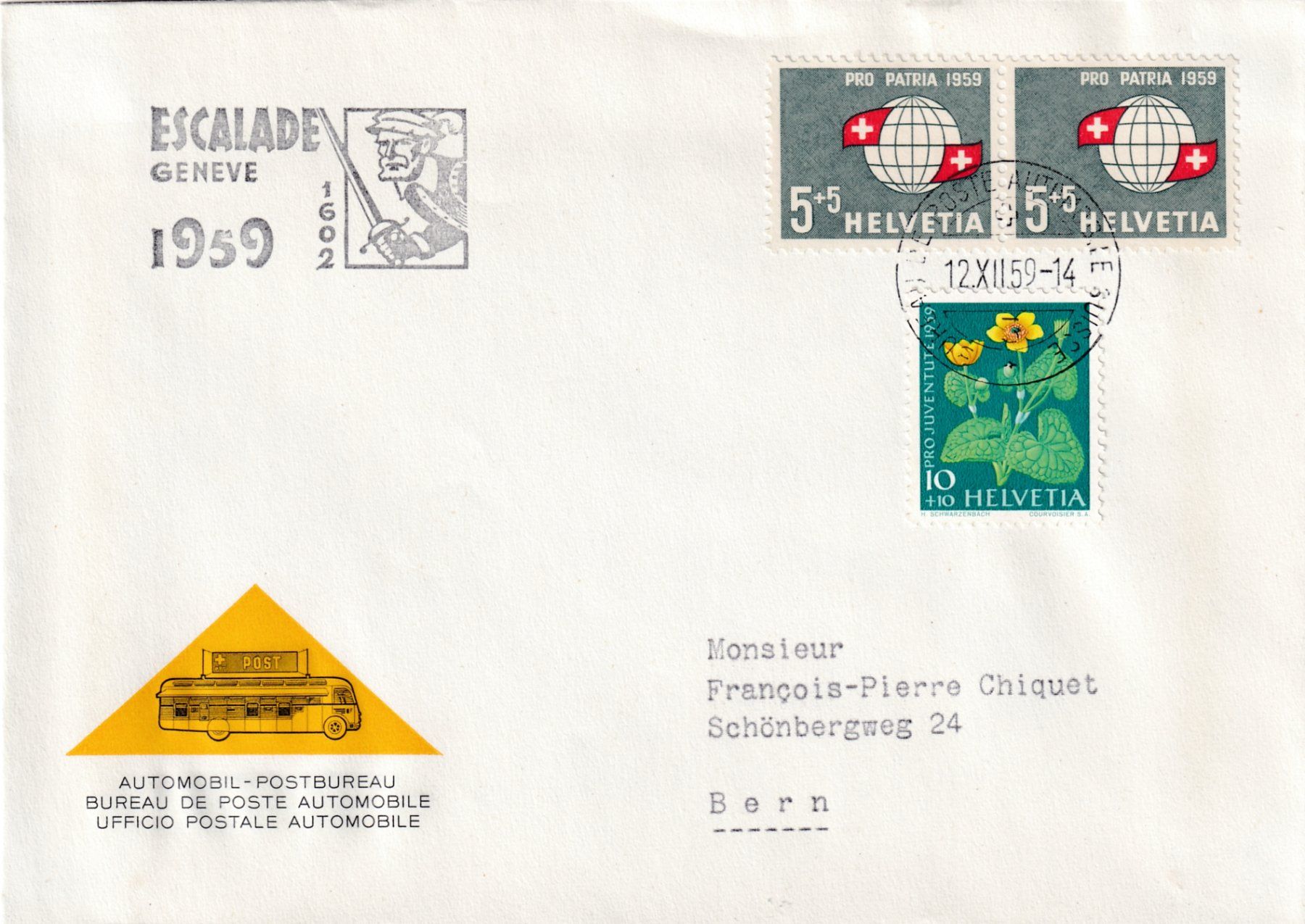 Tutti i francobolli: Spezial Brief 1959 Automobil - Postbureau – Usato da Neuchâtel venduto da karlpierrino