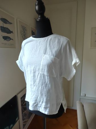 Southern Tide White linen tshirt woven top chemise XS