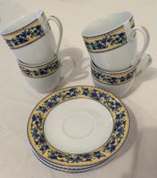 Espressotassenset mit Untertassen Gold-blau-gelb 8-teilig