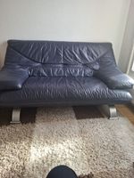 Canapé en cuir bleu marine L140