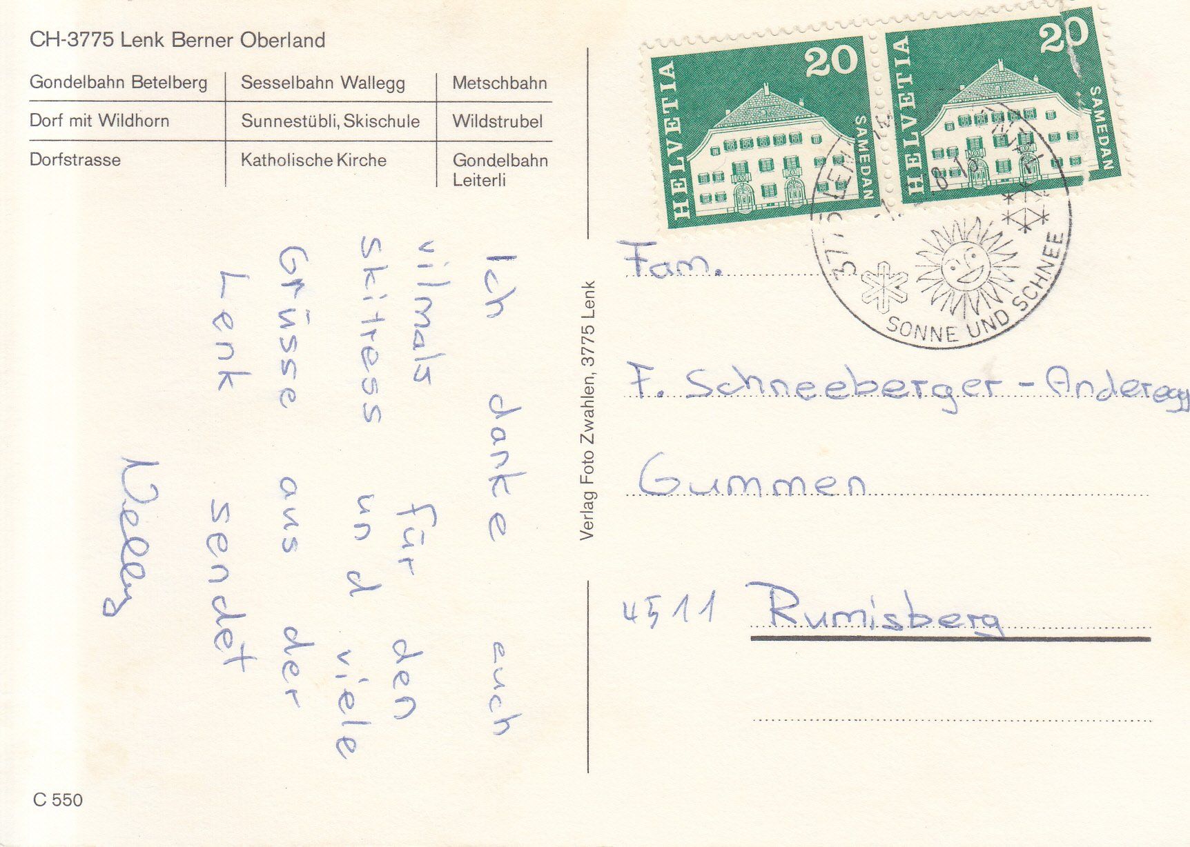 Cartes postales: Lenk 1978 – D'occasion à Bürglen TG par StampGraf 1