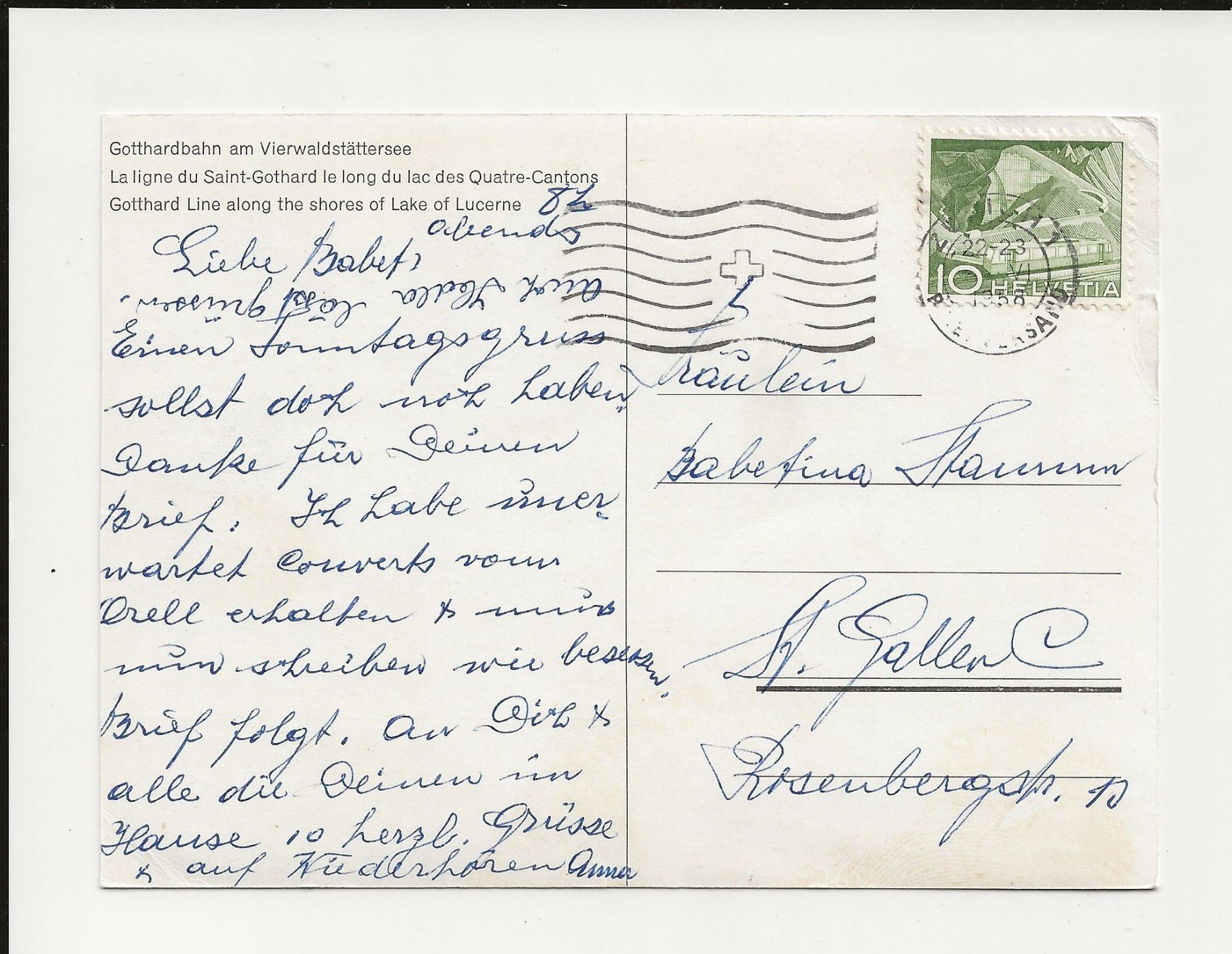 Cartes postales: AK 1958 Gotthardbahn am Vierwaldstättersee – D'occasion à Greifensee par 315WDO 1