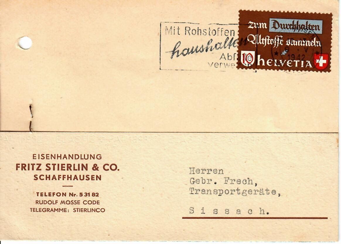 Alle Briefmarken: PK, Schaffhausen 1942 – Gebraucht aus Hochdorf von Ziegel-16