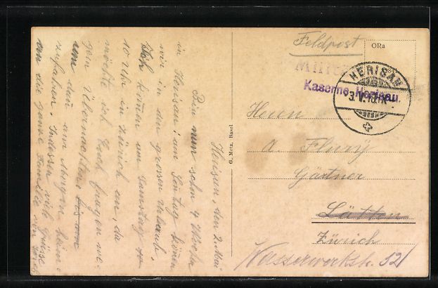 Cartoline postali: Herisau, Kasernenstrasse aus der Vogelsc – Usato da Berlin venduto da bartko-reher 1