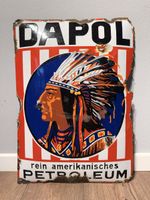 Emailschild Dapol Indianer um 1910 Original Benzin Oldtimer