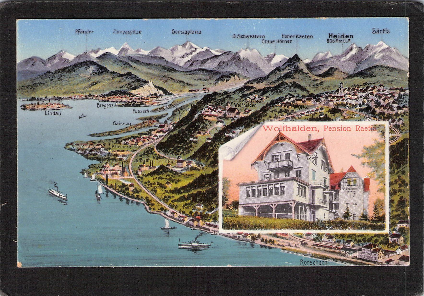 Cartoline postali: Wolfhalden AR , Pension Raetia – Usato da Reichenburg venduto da Pipo-67