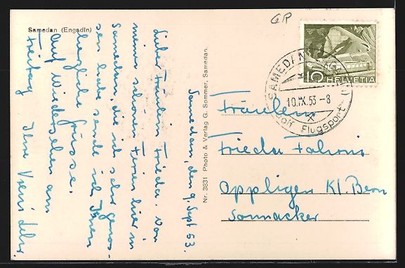 Cartes postales: Samedan /Engadin, Ortsansicht mit Bergpa – D'occasion à Berlin par bartko-reher 1