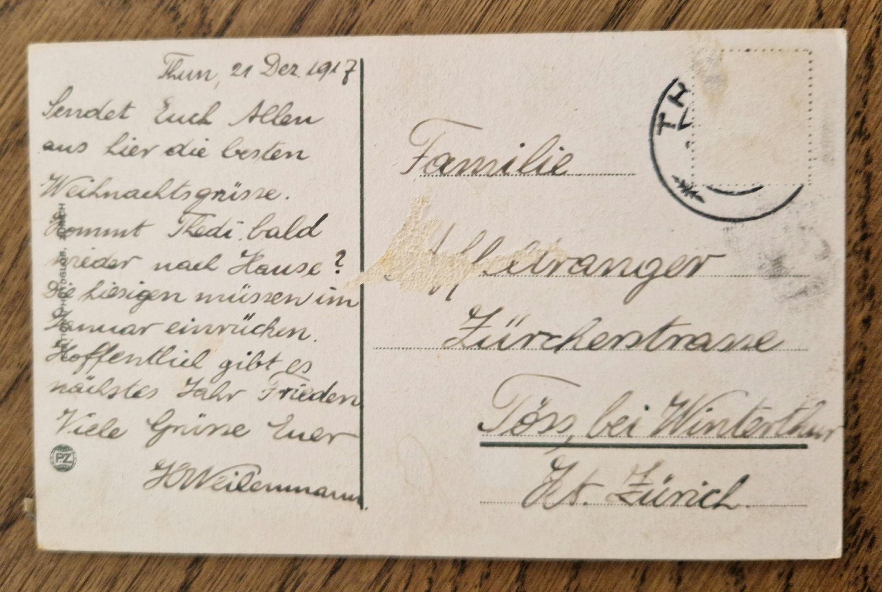Ansichtskarten: Thun 1917  – Gebraucht aus Ebikon von Donar50 1