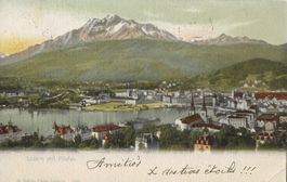 Luzern mit Pilatus, E. Goetz, Nachporto, 1904