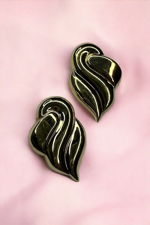 Boucles D'oreilles Puces Motif Ciselé Plaqué Or 18 Carats - Dormeuses - Neuf Avec étiquettes
