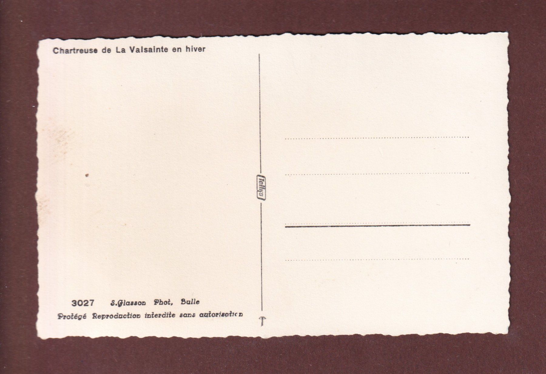 Cartoline postali: Chartreuse de LA VALSAINTE en hiver – Usato da Pully venduto da nicecards-shop 1