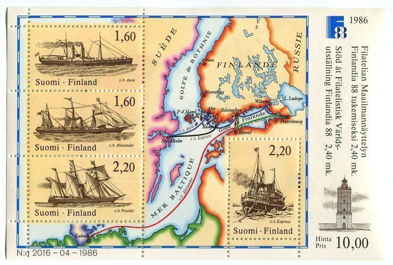 Alle Briefmarken: Block "Schiffe". Finnland. – Neu und originalverpackt aus Basel von Butsch5