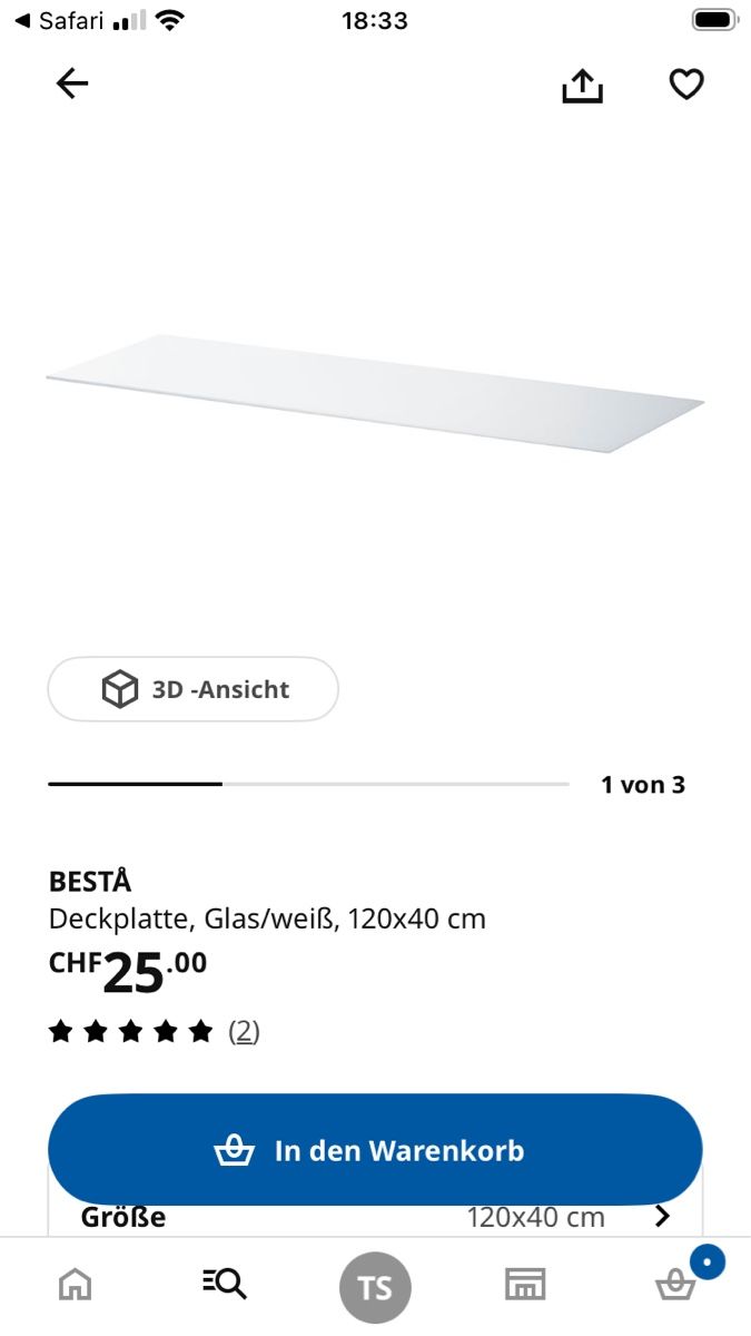 Servierplatten: Deckplatte Besta Glas weiss – Gebraucht aus Buchrain von tan_97r5 1