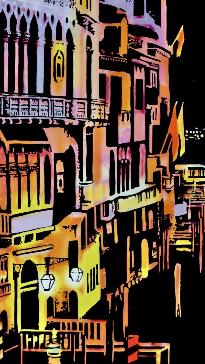 Dipinti: Handgemachtes Venedig Scratch Painting mit Metallrahmen – Nuovo (secondo la descrizione) da Bichwil venduto da VintaCraftStudio 7