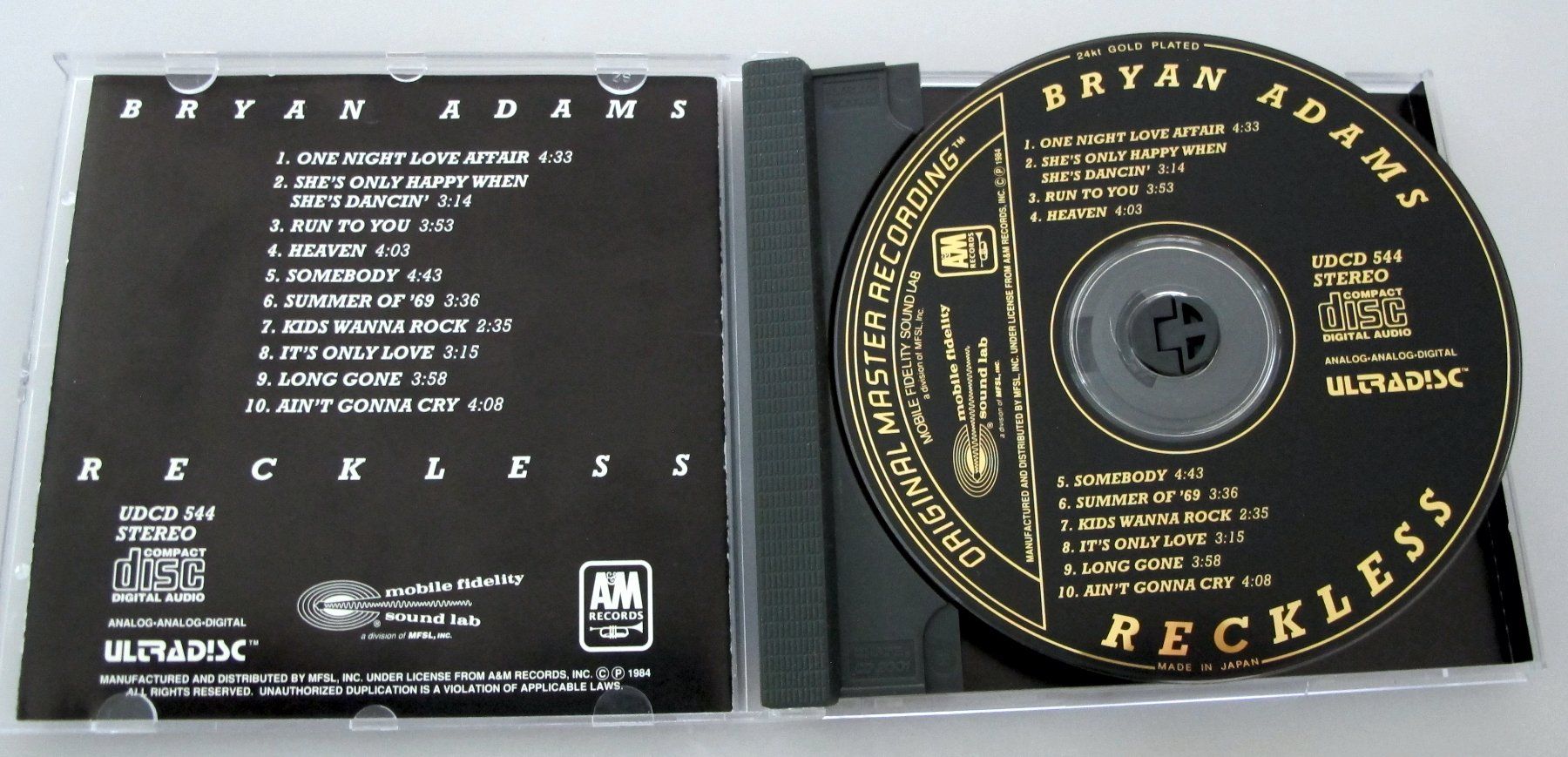 CDs: Bryan Adams Reckless MFSL Gold  CD – Gebraucht aus Reinach AG von Yaris6 2