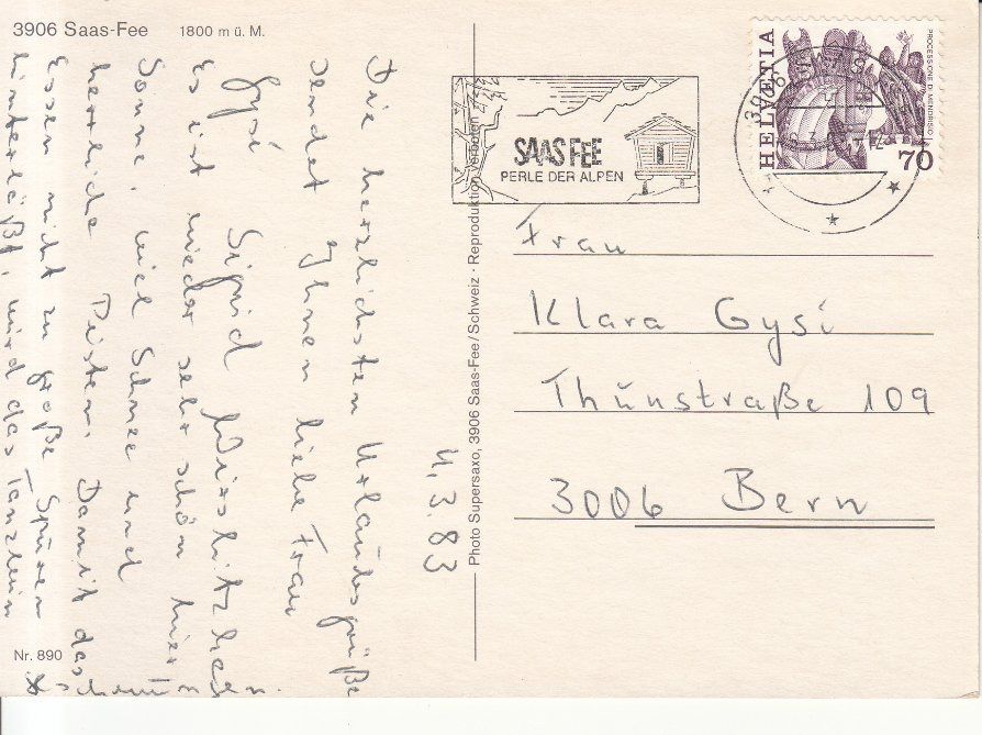 Cartoline postali: Saas Fee 1983 – Usato da Bürglen TG venduto da StampGraf 1