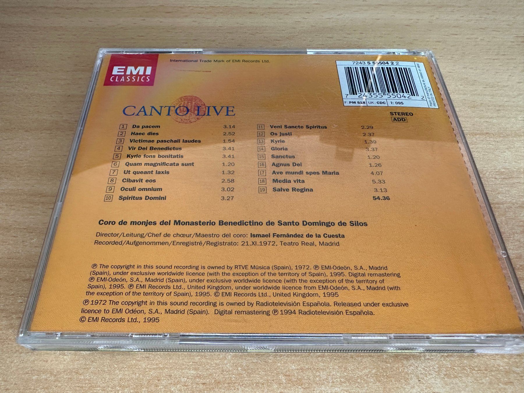 CD: D4 Coro De Monjes Del Monasterio Benedictino De Canto Live – Usato da Rikon im Tösstal venduto da Alpenmutz 1