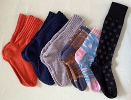6 P. Wollsocken, 5xhandgestrickt, 1x Kniesocken Globus 38-39