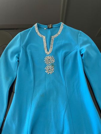 ✨ Robe Soirée Vintage 1960 Mary Mode Bleu Ciel Strass