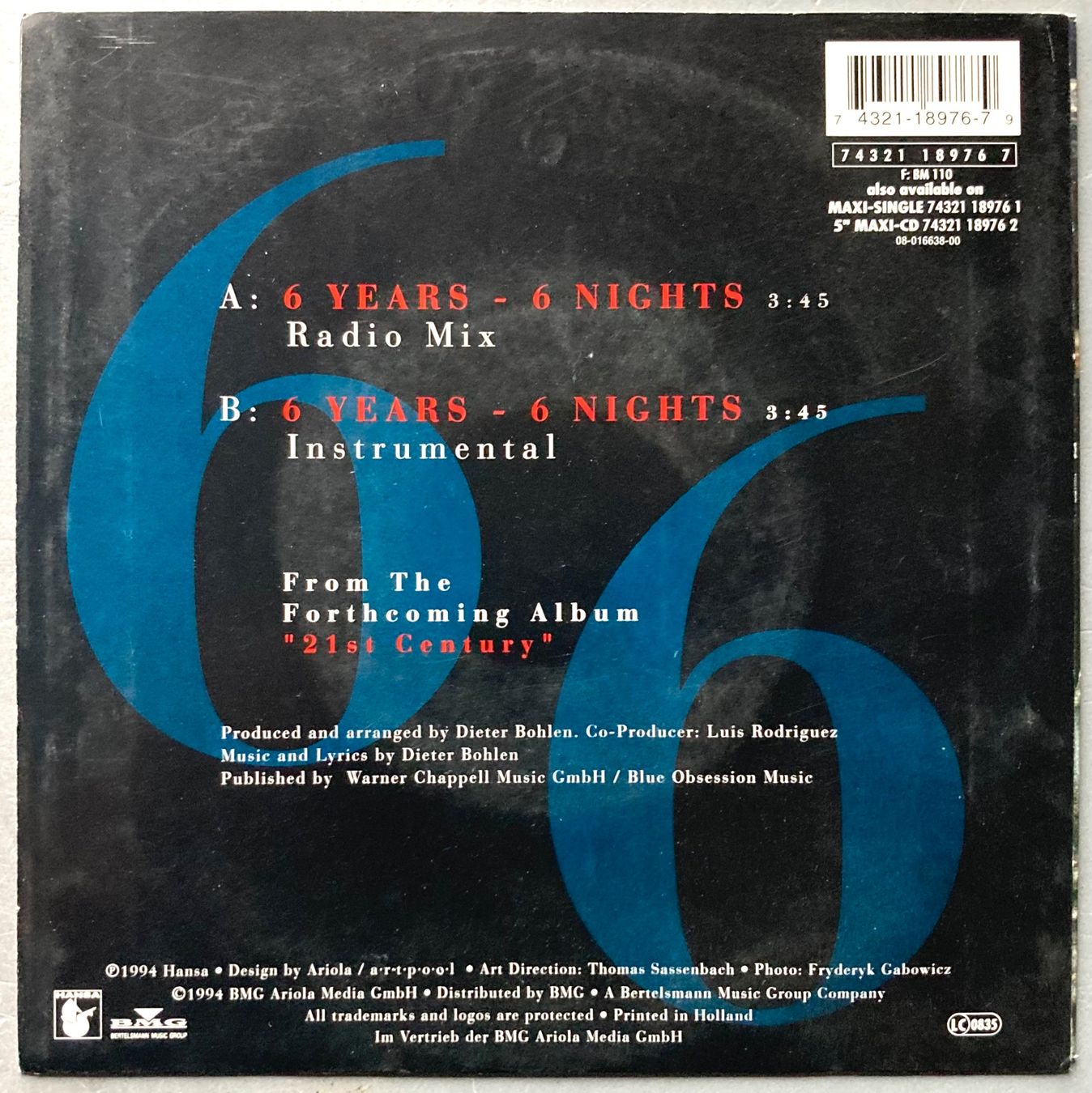 Vinyles: BLUE SYSTEM - 6 YEARS - 6 NIGHTS – D'occasion à Poliez-Pittet par Newtown-Records 1