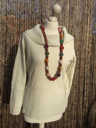 Pull-over écru grand col C&A, taille M