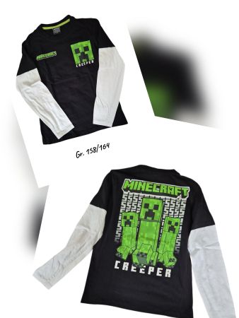 Minecraft Creeper Langarmshirt Gr. 158/164 schwarz